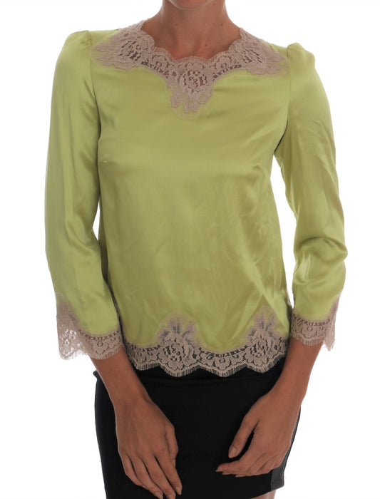 Dolce &amp; Gabbana Top in seta elasticizzata verde