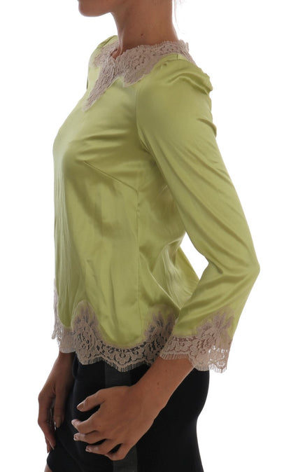 Dolce &amp; Gabbana Top in seta elasticizzata verde