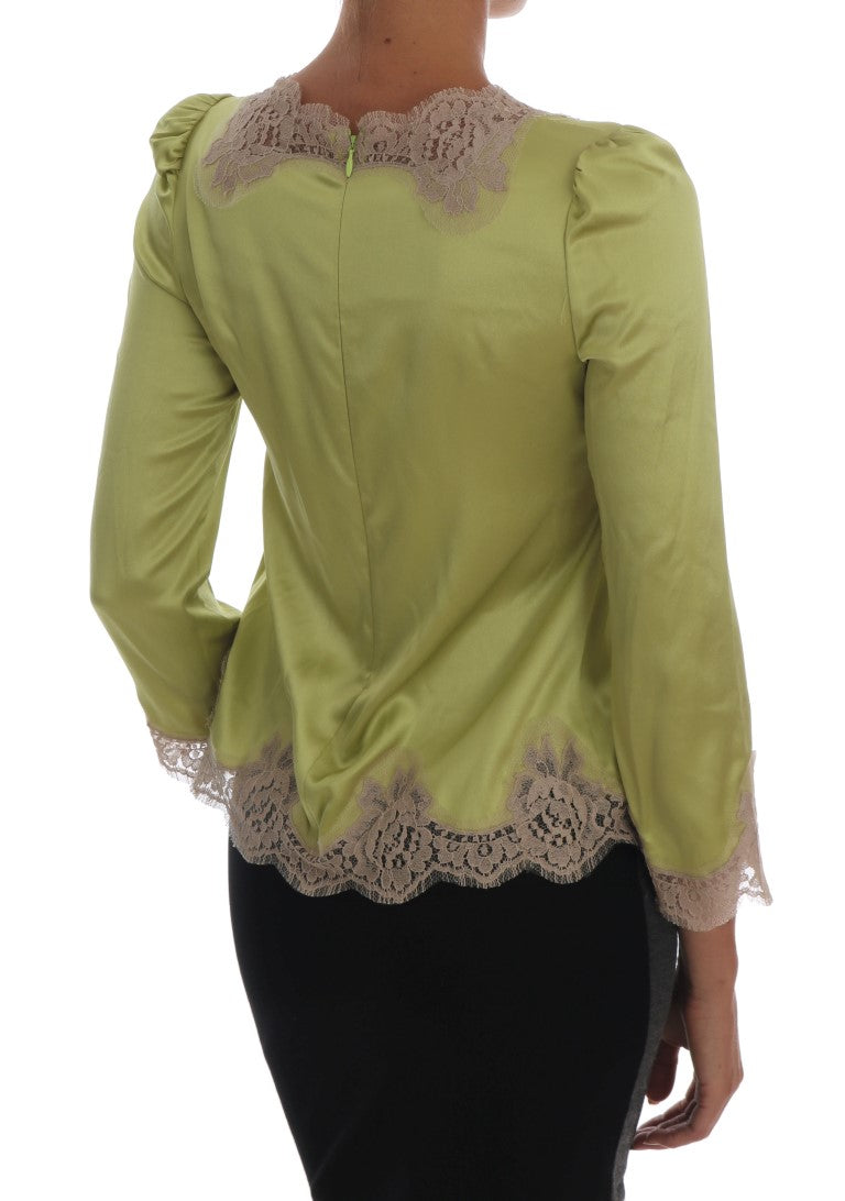 Dolce &amp; Gabbana Top in seta elasticizzata verde
