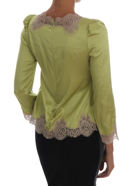 Dolce &amp; Gabbana Top in seta elasticizzata verde