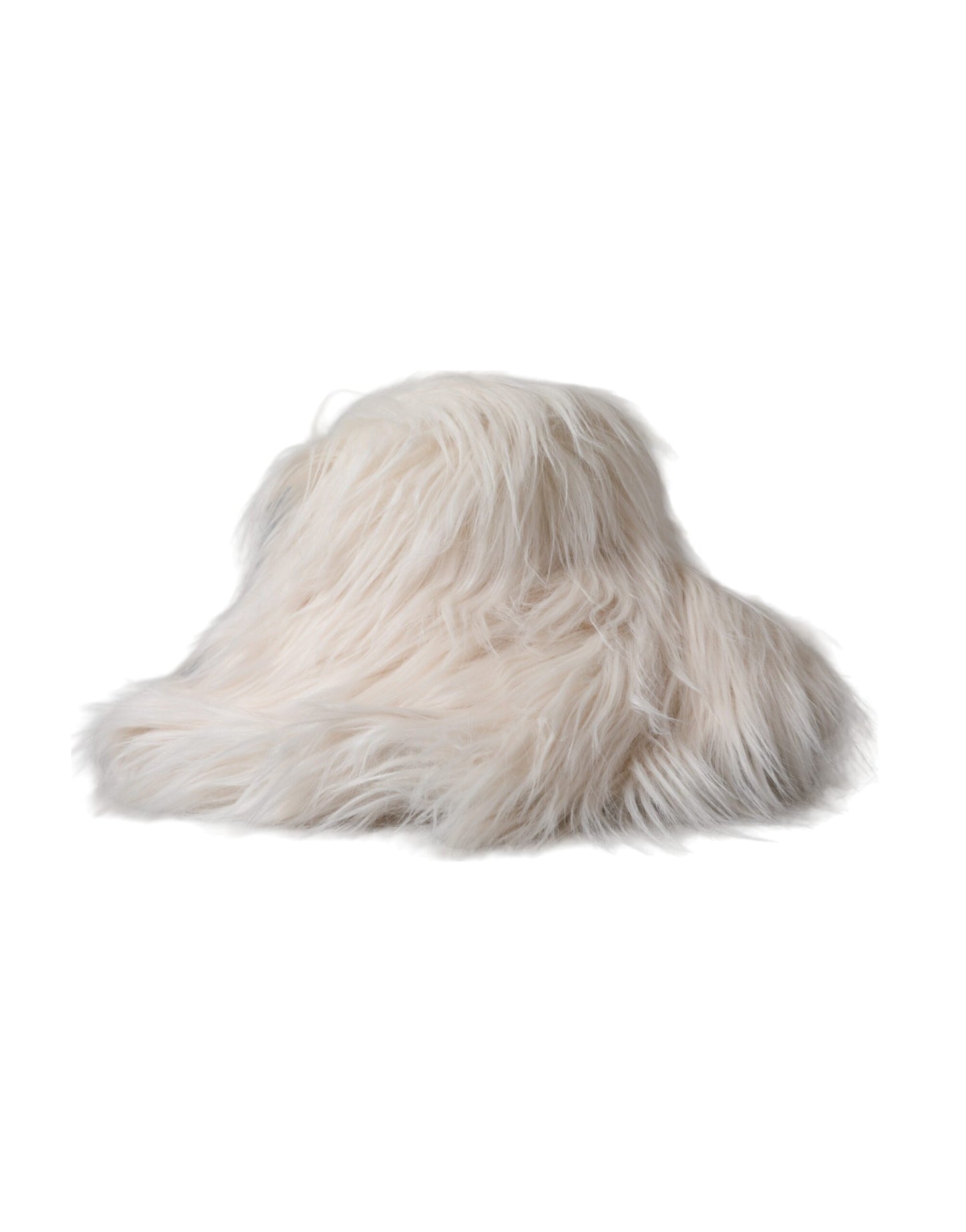 Cappello da pescatore da donna Dolce &amp; Gabbana in pelliccia acrilica bianco sporco