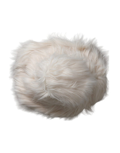 Cappello da pescatore da donna Dolce &amp; Gabbana in pelliccia acrilica bianco sporco