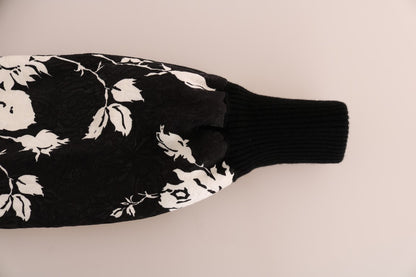 Dolce &amp; Gabbana Maglione con cerniera in broccato floreale e pelliccia nera