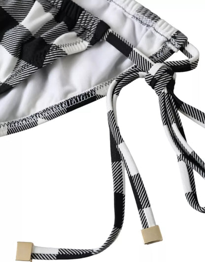 Dolce &amp; Gabbana Costume da bagno a quadri bianco e nero, slip bikini da spiaggia