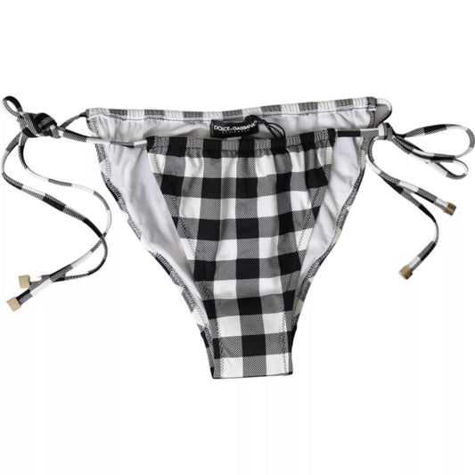 Dolce &amp; Gabbana Costume da bagno a quadri bianco e nero, slip bikini da spiaggia