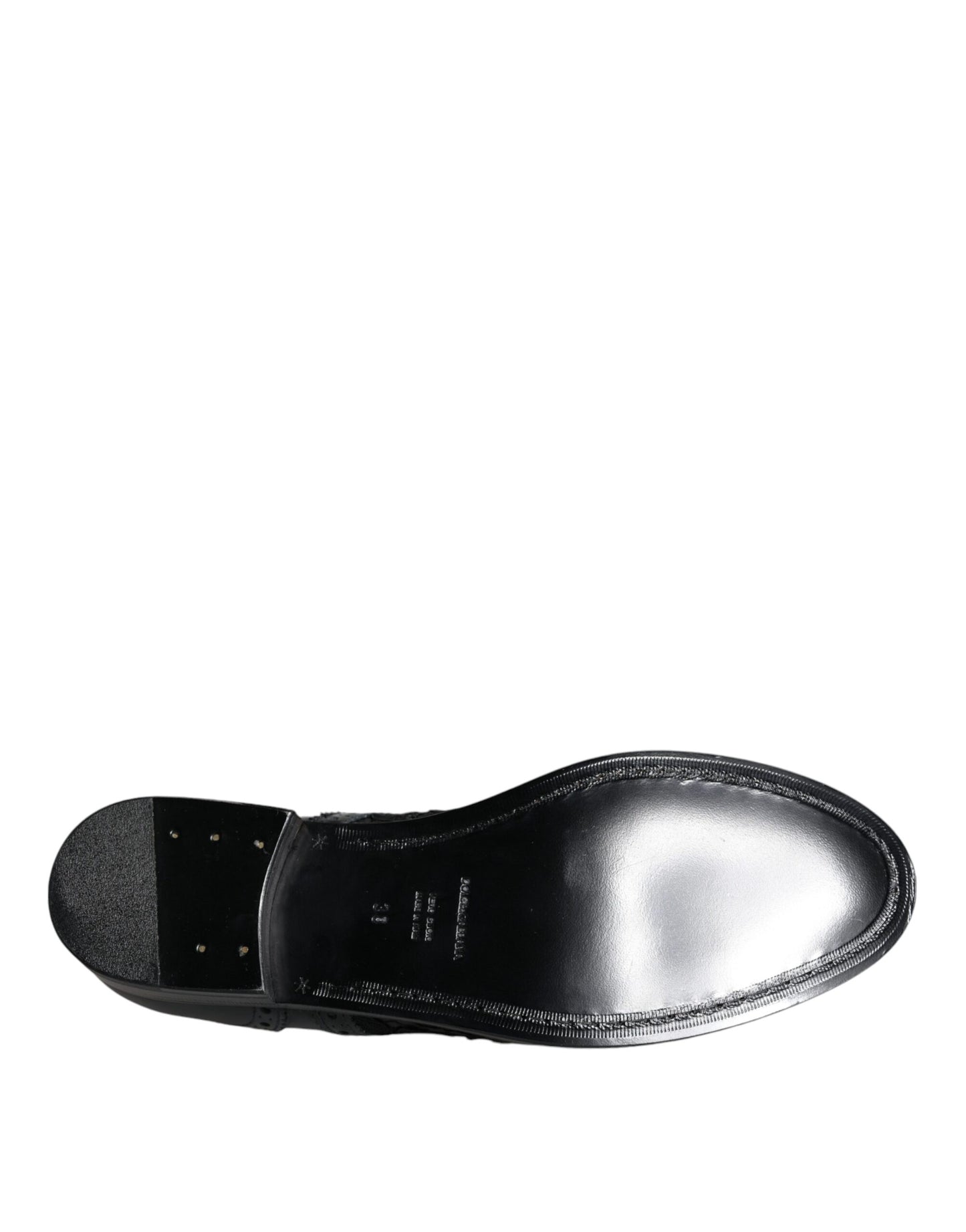 Scarpe eleganti in pelle nera con pizzo floreale Dolce &amp; Gabbana