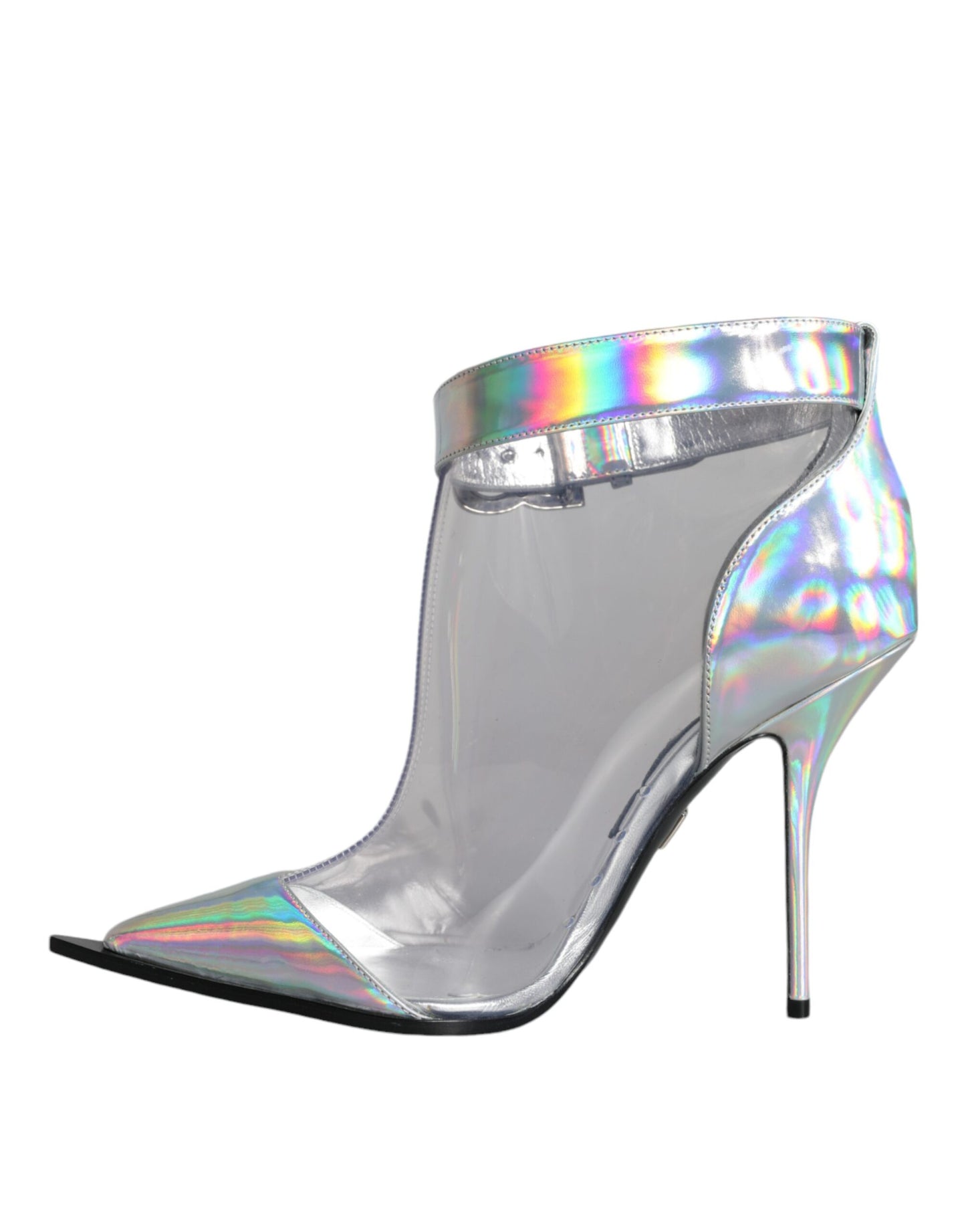 Dolce &amp; Gabbana Stivali corti a punta in PVC iridescente argento