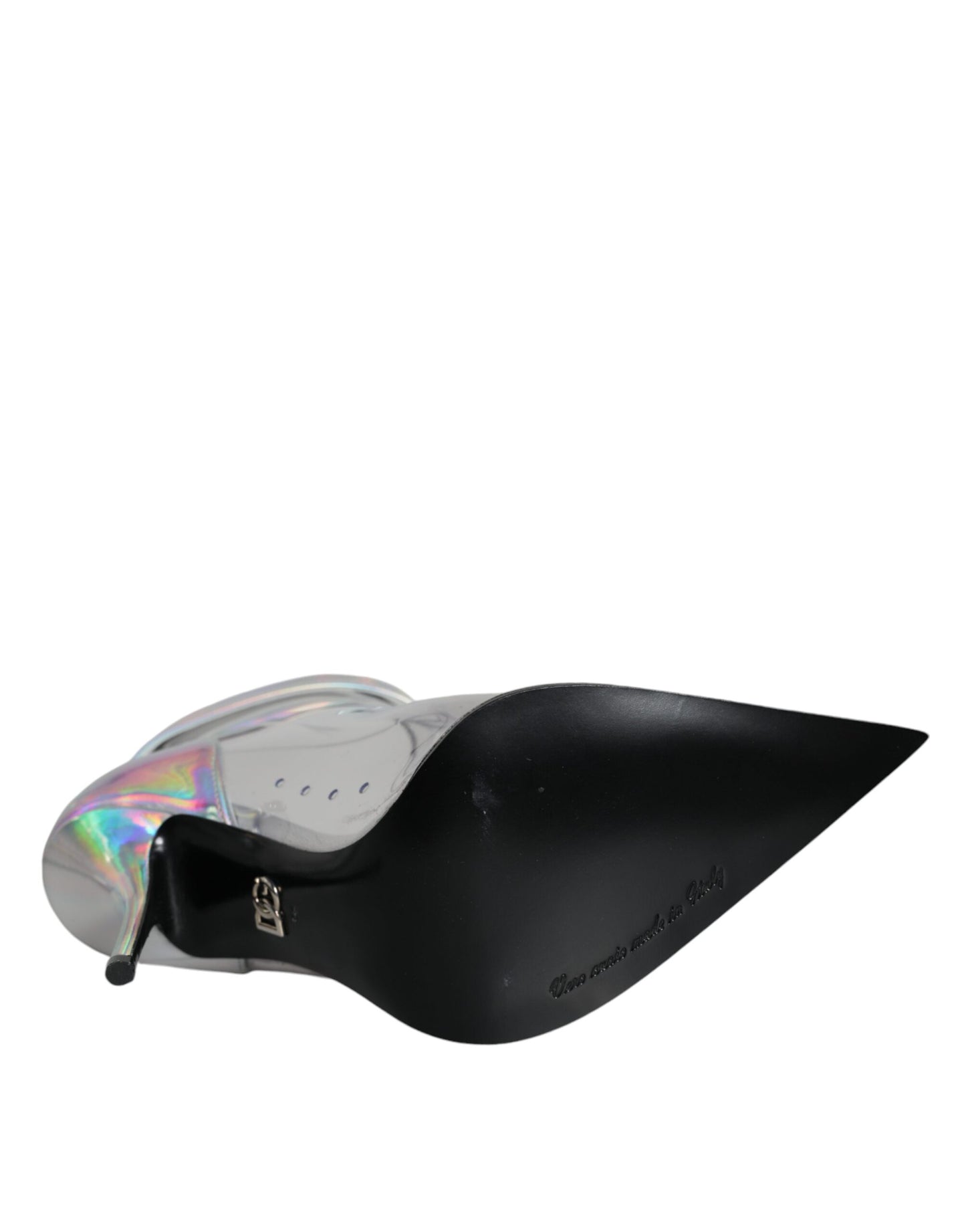 Dolce &amp; Gabbana Stivali corti a punta in PVC iridescente argento