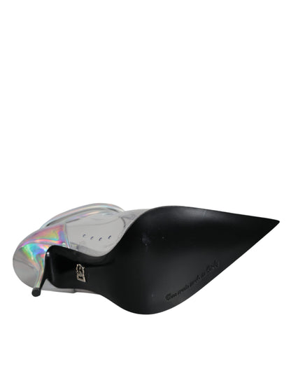 Dolce &amp; Gabbana Stivali corti a punta in PVC iridescente argento