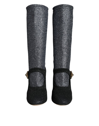 Dolce &amp; Gabbana - Stivaletti Mary Jane con cristalli neri