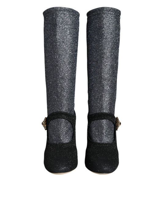 Dolce &amp; Gabbana - Stivaletti Mary Jane con cristalli neri
