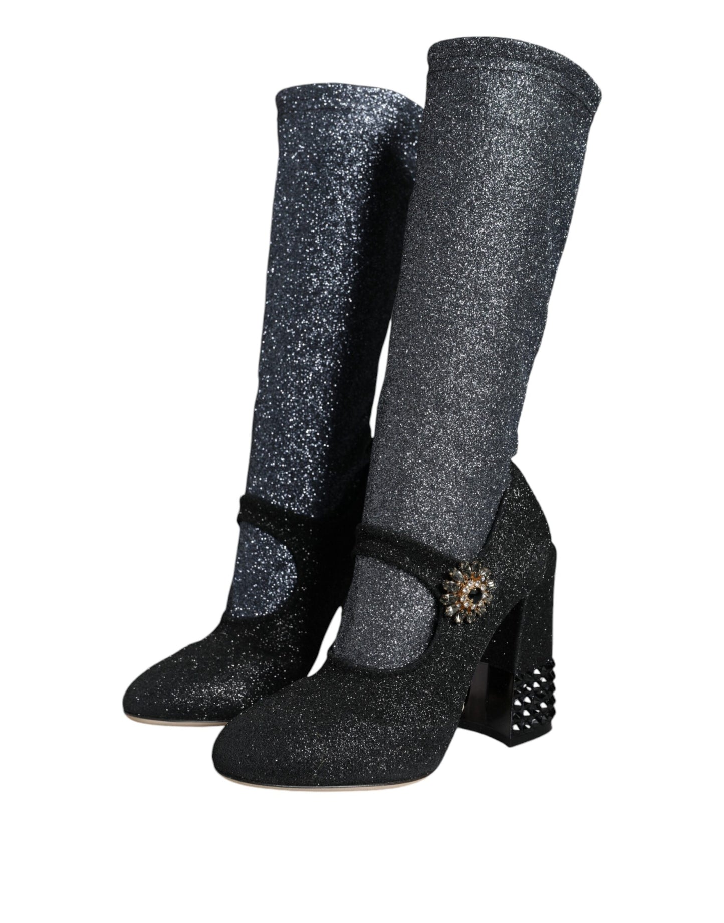 Dolce &amp; Gabbana - Stivaletti Mary Jane con cristalli neri
