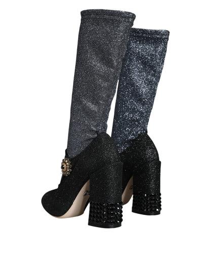 Dolce &amp; Gabbana - Stivaletti Mary Jane con cristalli neri