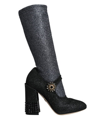 Dolce &amp; Gabbana - Stivaletti Mary Jane con cristalli neri