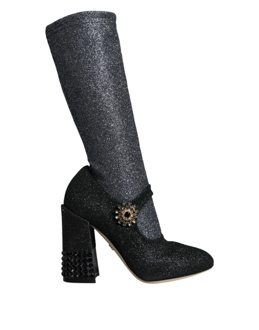 Dolce &amp; Gabbana - Stivaletti Mary Jane con cristalli neri