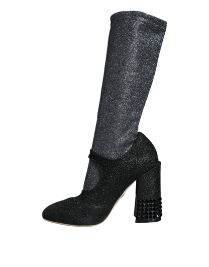 Dolce &amp; Gabbana - Stivaletti Mary Jane con cristalli neri