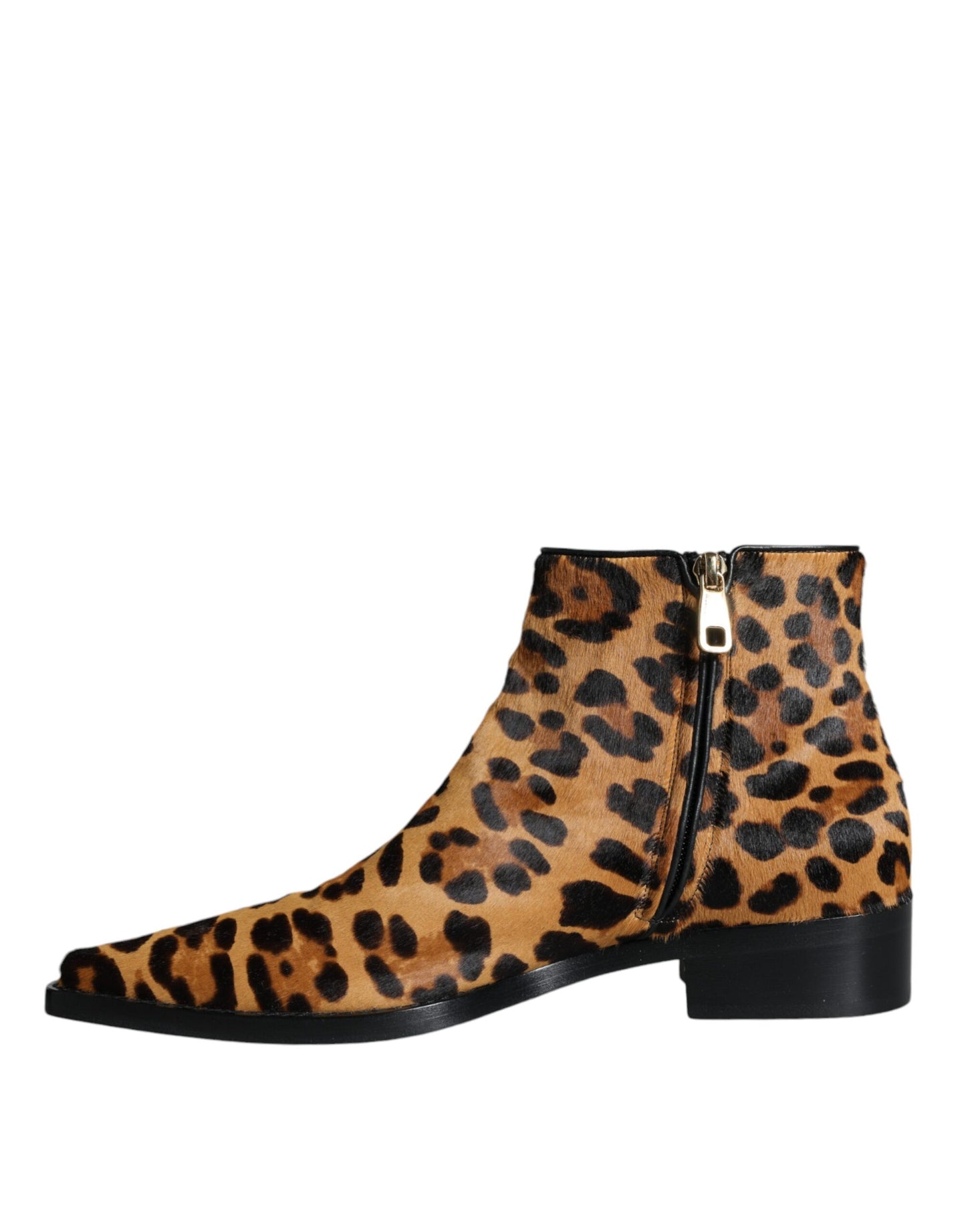 Dolce &amp; Gabbana Stivaletti in pelliccia di vitello leopardata marrone