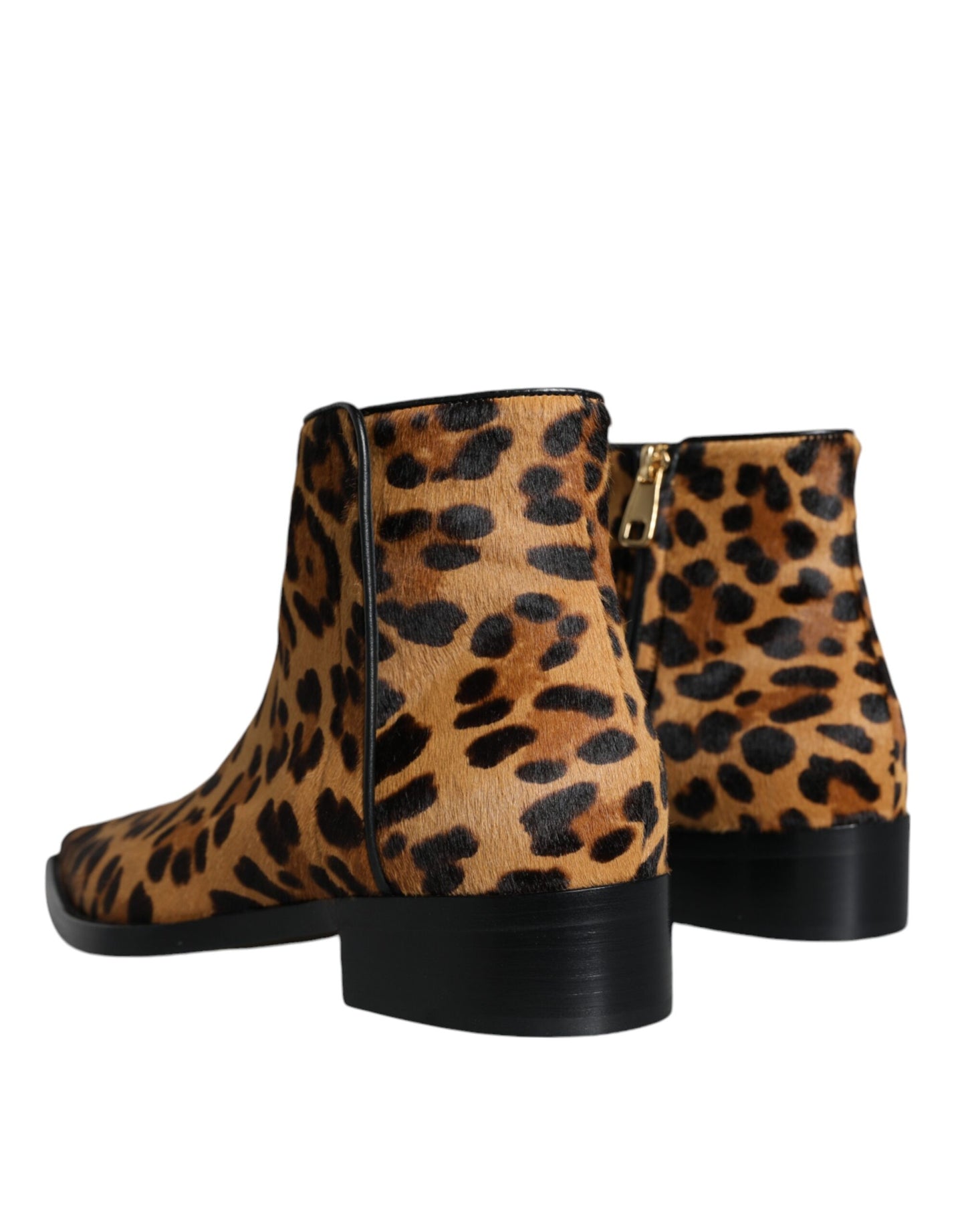 Dolce &amp; Gabbana Stivaletti in pelliccia di vitello leopardata marrone