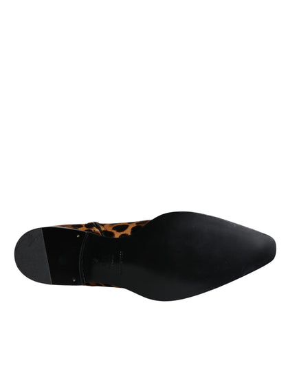 Dolce &amp; Gabbana Stivaletti in pelliccia di vitello leopardata marrone