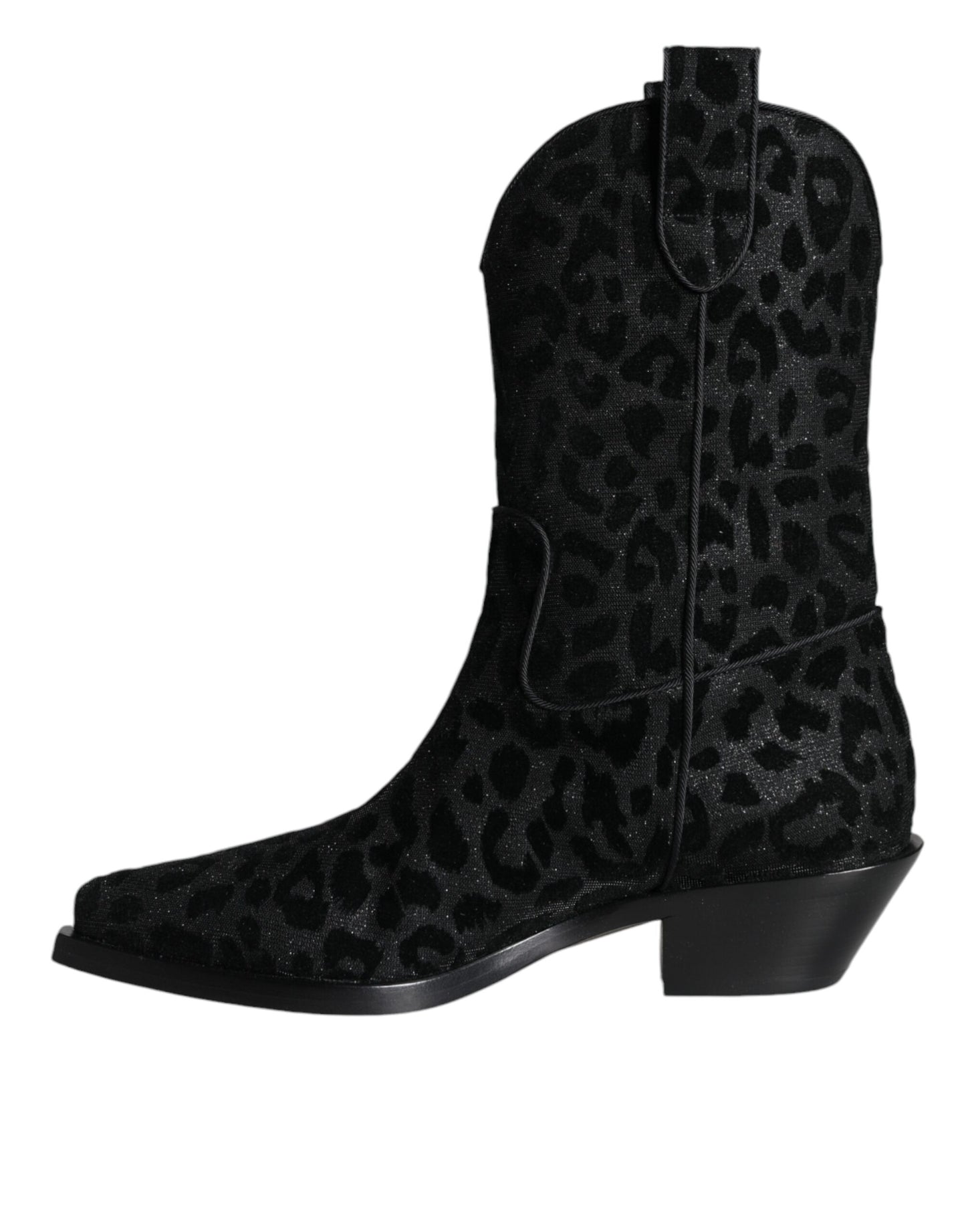 Dolce &amp; Gabbana Stivali da cowboy leopardati neri e grigi