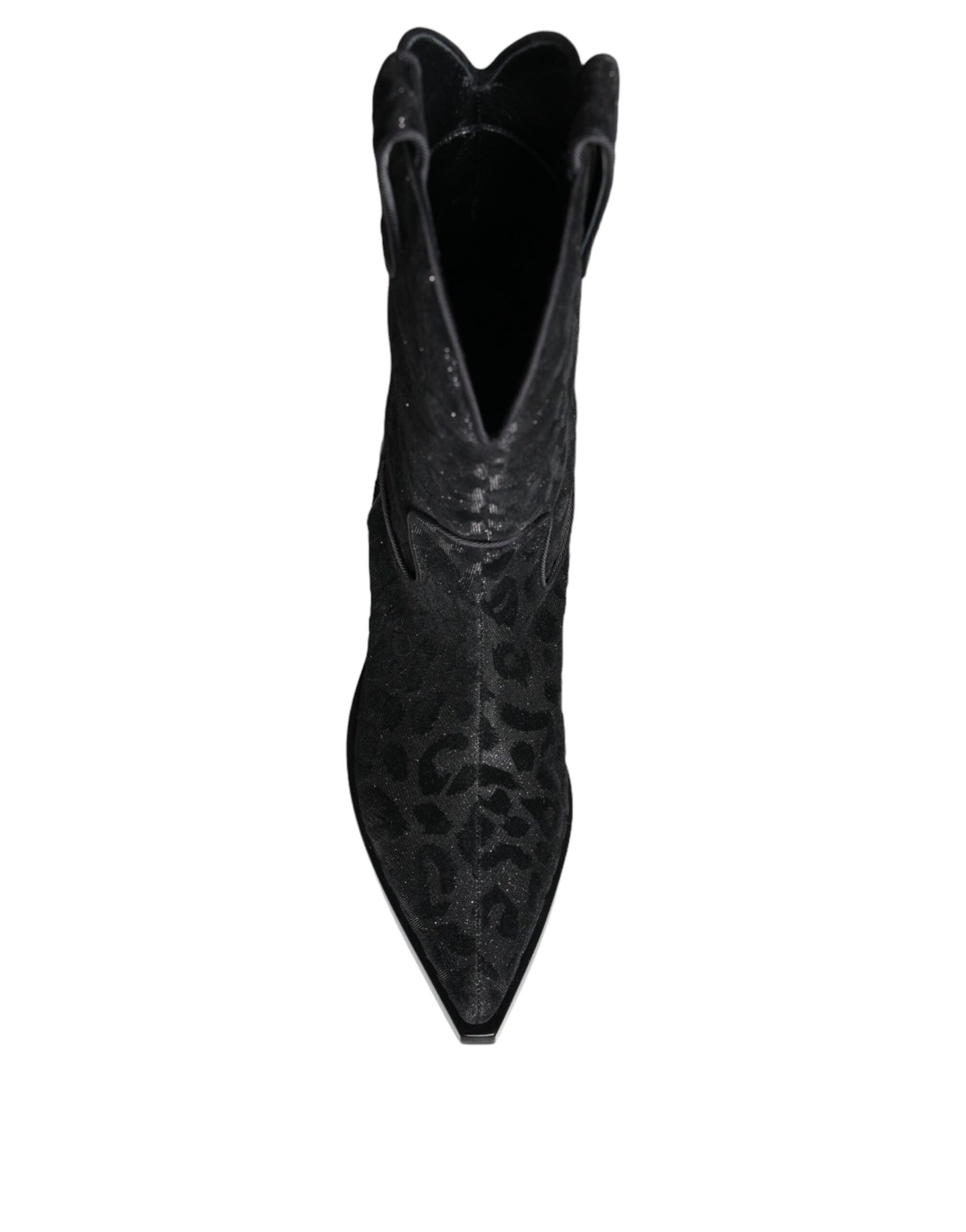 Dolce &amp; Gabbana Stivali da cowboy leopardati neri e grigi