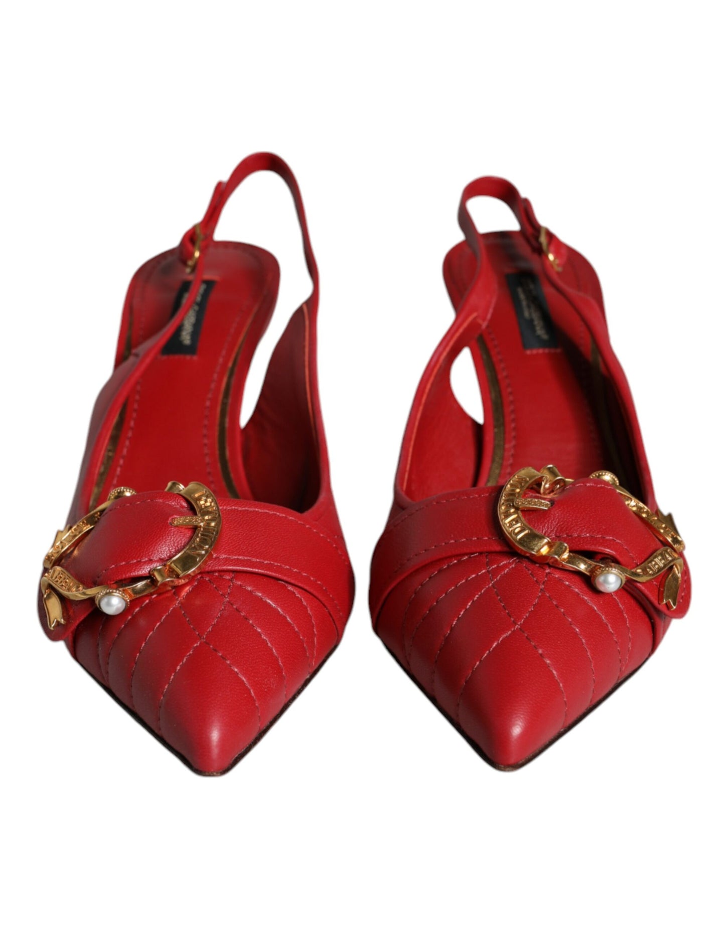 Scarpe con tacco e cinturino posteriore in pelle rossa Devotion di Dolce &amp; Gabbana