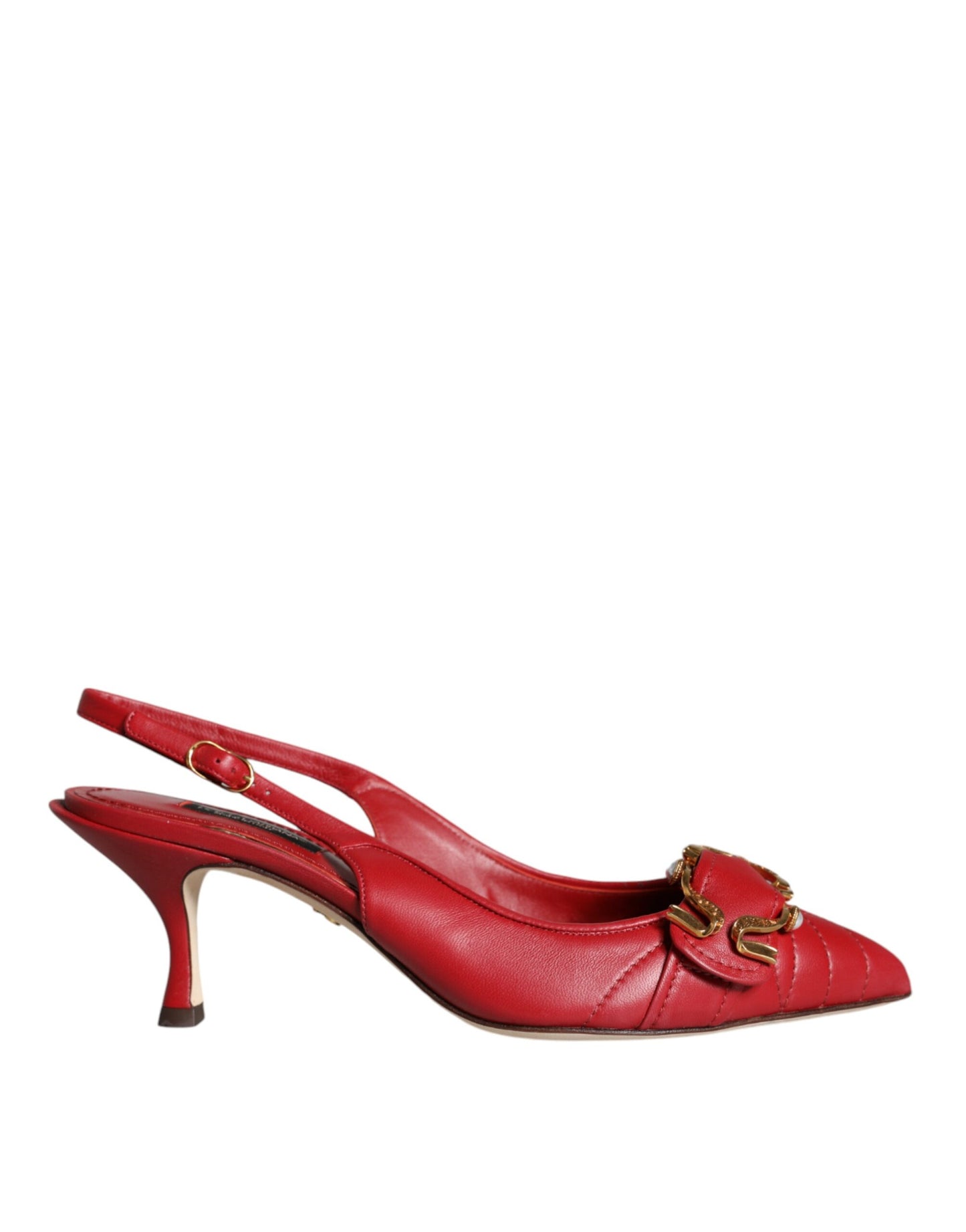 Scarpe con tacco e cinturino posteriore in pelle rossa Devotion di Dolce &amp; Gabbana