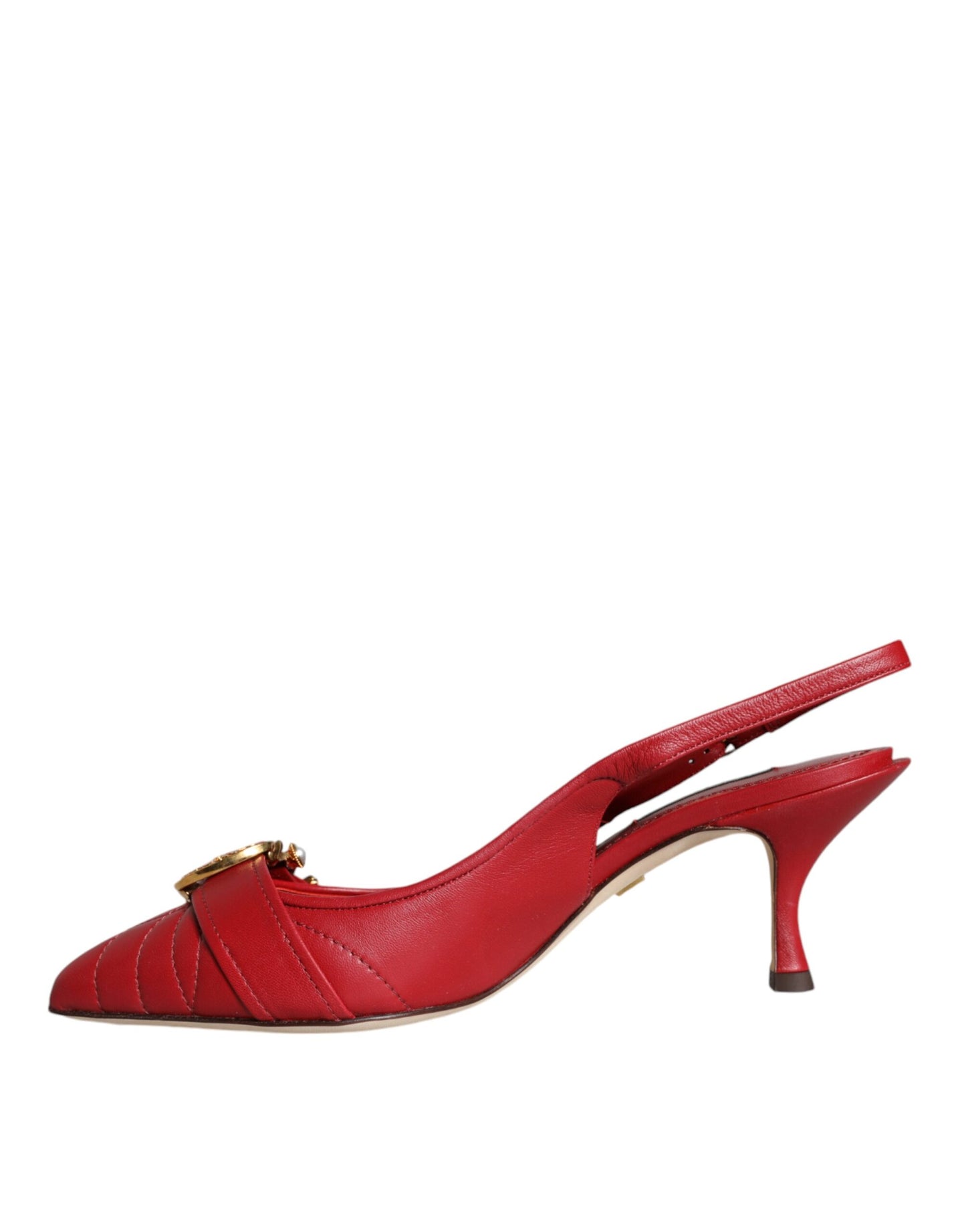 Scarpe con tacco e cinturino posteriore in pelle rossa Devotion di Dolce &amp; Gabbana