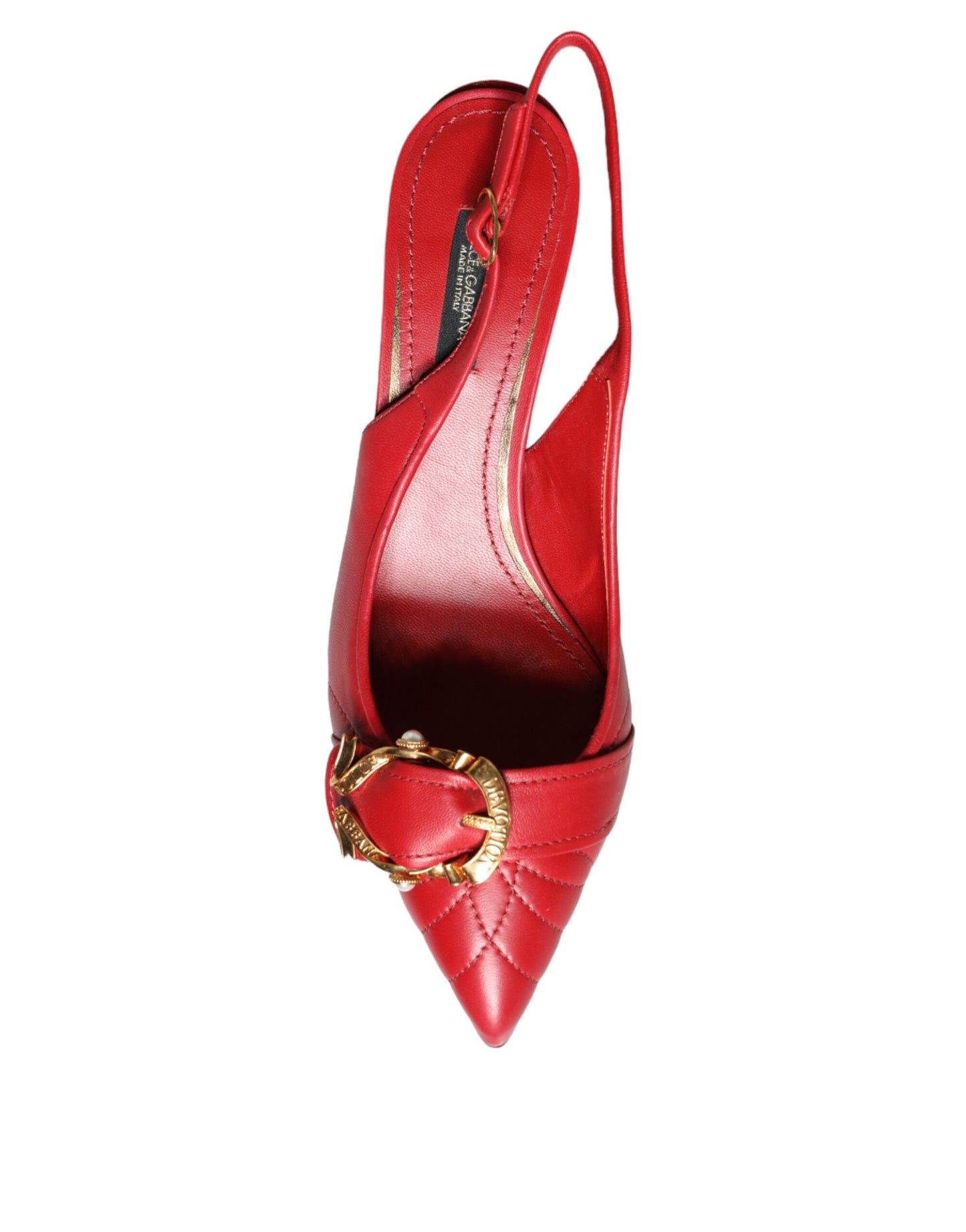 Scarpe con tacco e cinturino posteriore in pelle rossa Devotion di Dolce &amp; Gabbana