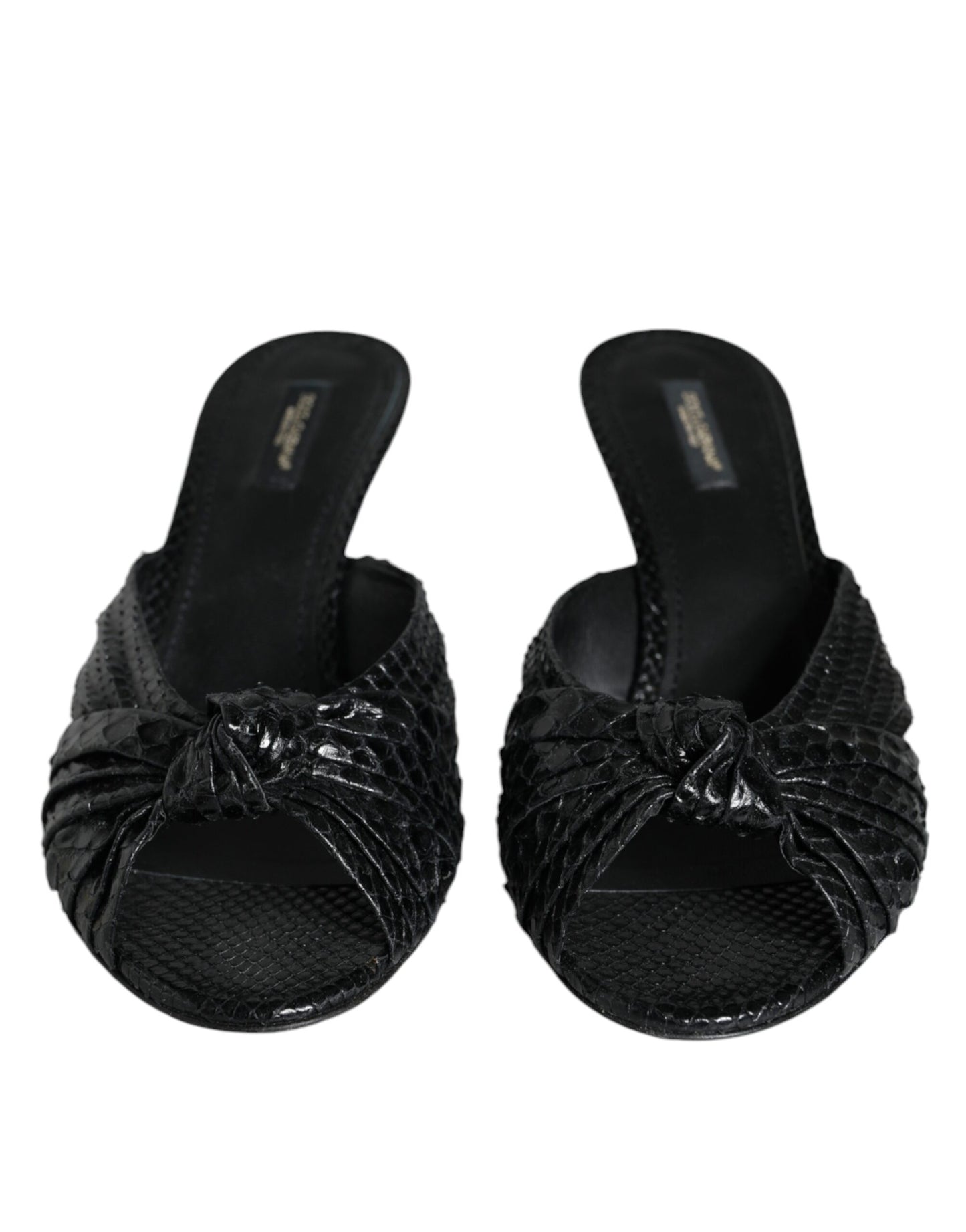 Sandali con tacco in pelle nera Dolce &amp; Gabbana