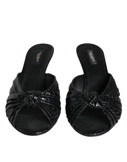 Sandali con tacco in pelle nera Dolce &amp; Gabbana