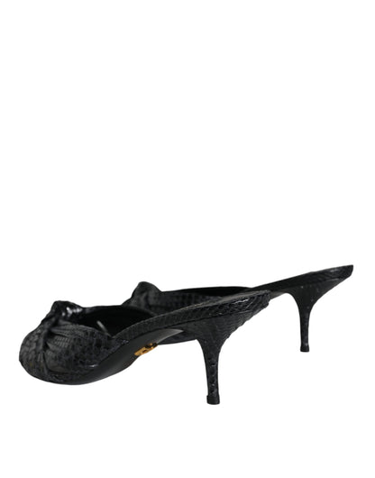 Sandali con tacco in pelle nera Dolce &amp; Gabbana