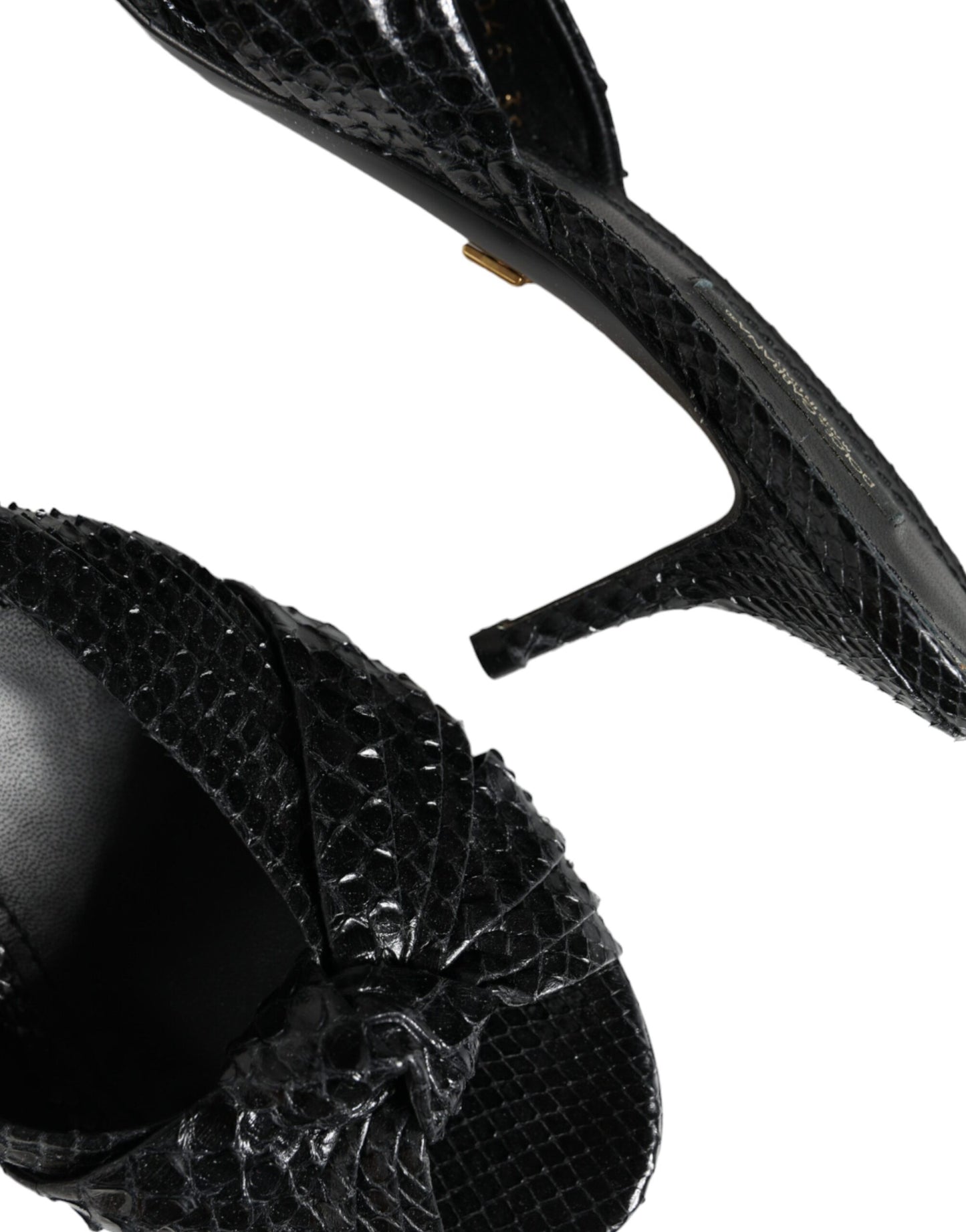 Sandali con tacco in pelle nera Dolce &amp; Gabbana
