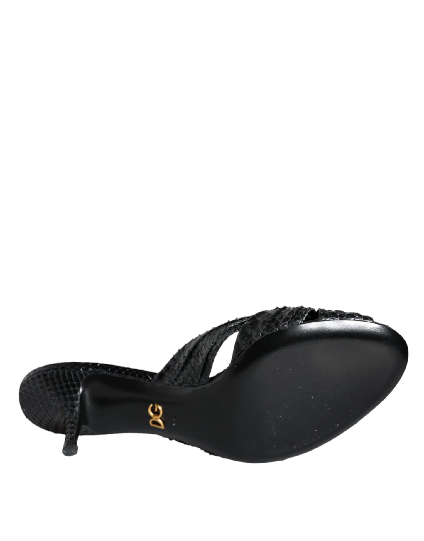 Sandali con tacco in pelle nera Dolce &amp; Gabbana