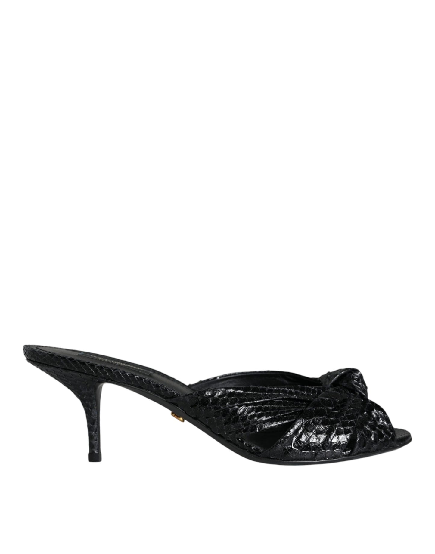 Sandali con tacco in pelle nera Dolce &amp; Gabbana