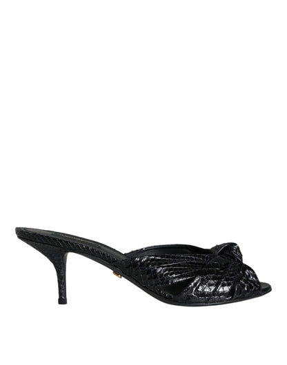 Sandali con tacco in pelle nera Dolce &amp; Gabbana