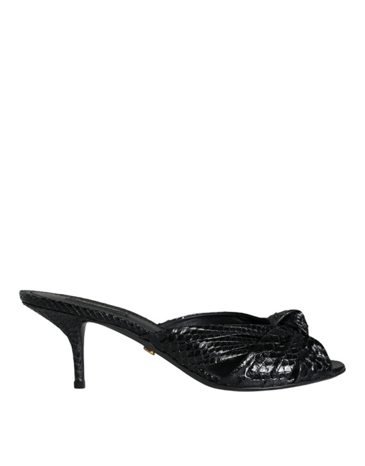 Sandali con tacco in pelle nera Dolce &amp; Gabbana