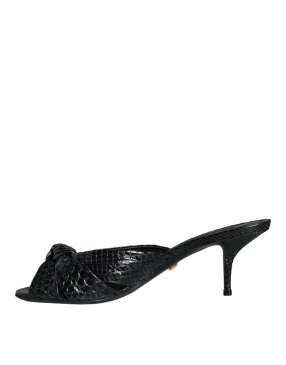 Sandali con tacco in pelle nera Dolce &amp; Gabbana