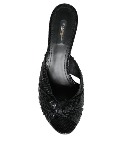 Sandali con tacco in pelle nera Dolce &amp; Gabbana