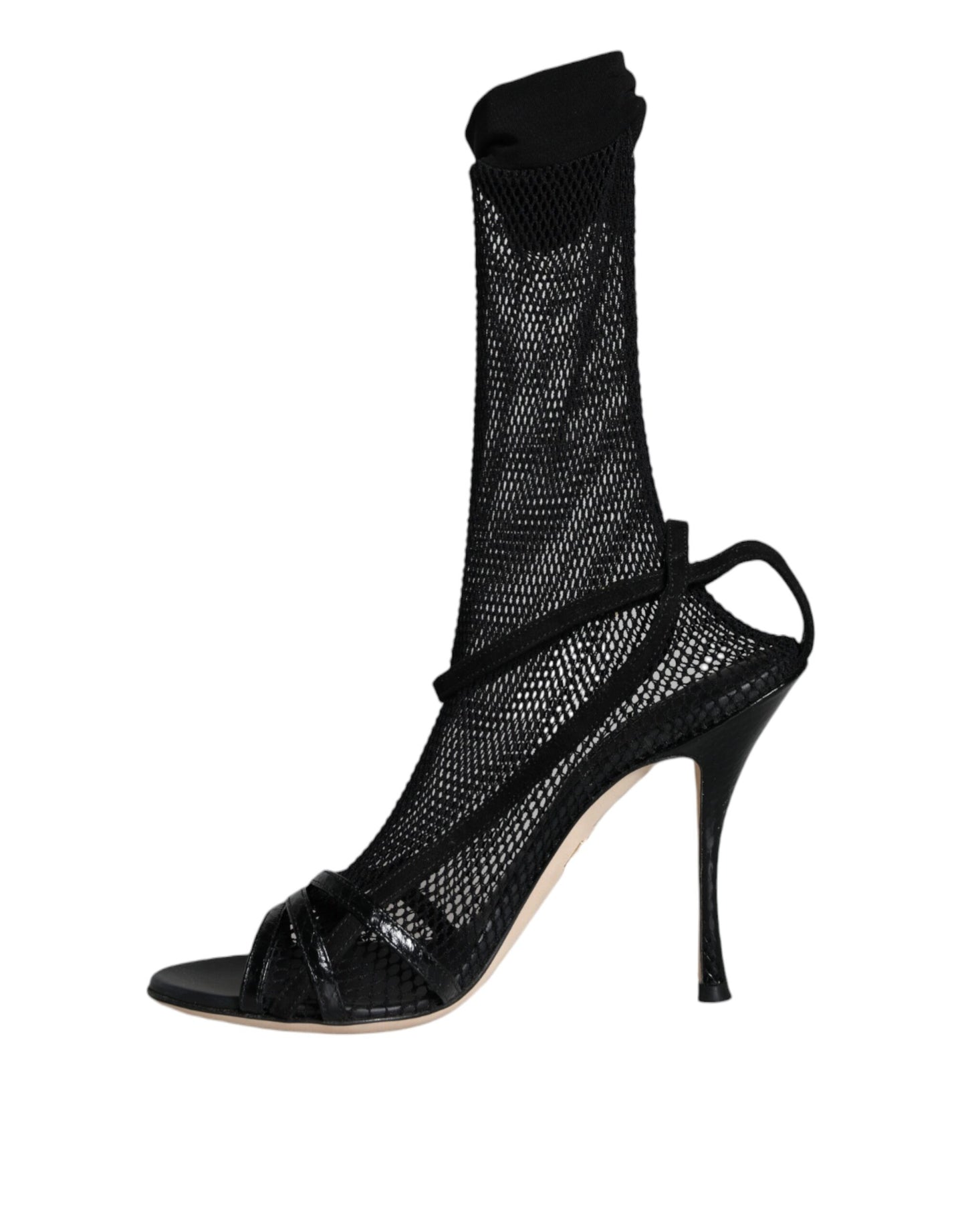 Sandali con tacco a spillo in rete nera Dolce &amp; Gabbana
