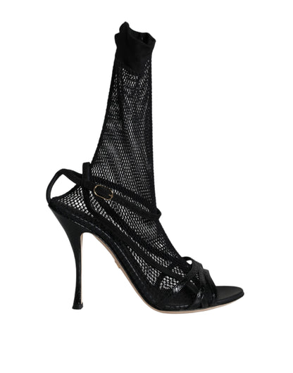 Sandali con tacco a spillo in rete nera Dolce &amp; Gabbana