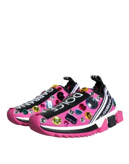 Dolce &amp; Gabbana Scarpe da ginnastica basse con cristalli rosa Sorrento
