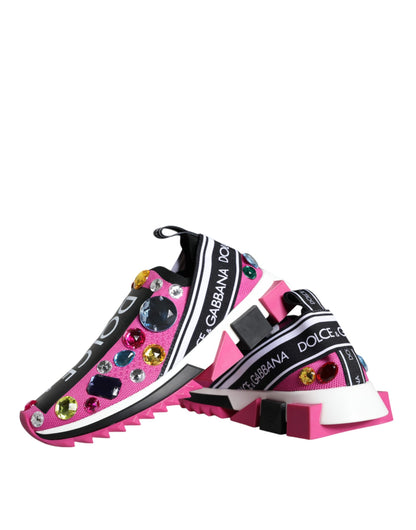 Dolce &amp; Gabbana Scarpe da ginnastica basse con cristalli rosa Sorrento