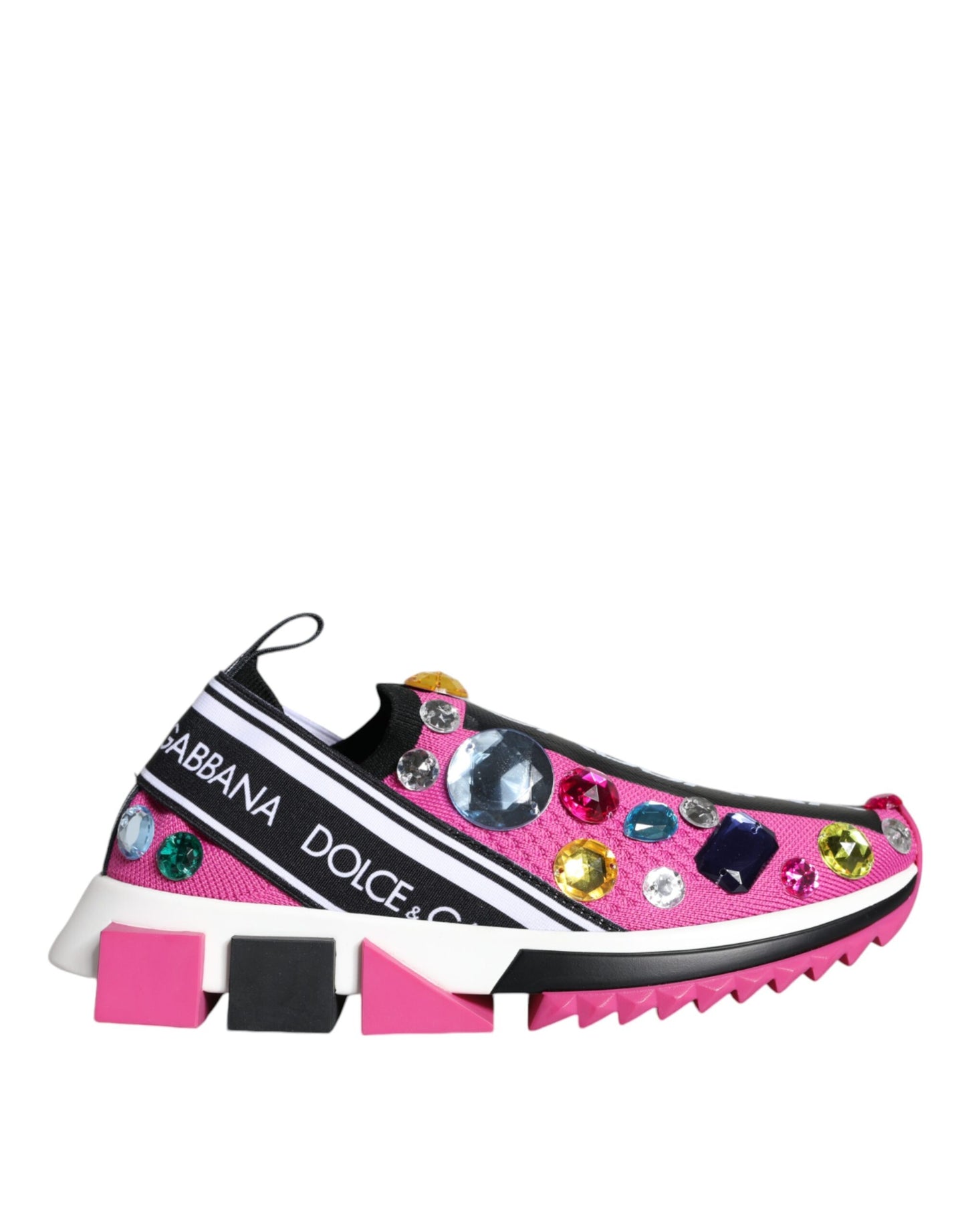 Dolce &amp; Gabbana Scarpe da ginnastica basse con cristalli rosa Sorrento