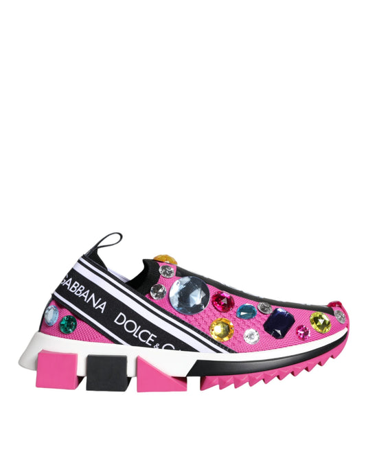 Dolce &amp; Gabbana Scarpe da ginnastica basse con cristalli rosa Sorrento