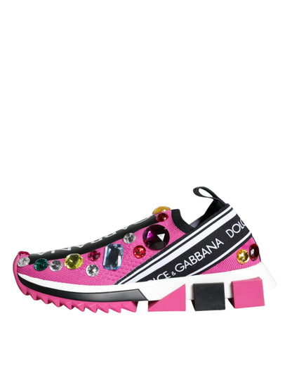Dolce &amp; Gabbana Scarpe da ginnastica basse con cristalli rosa Sorrento