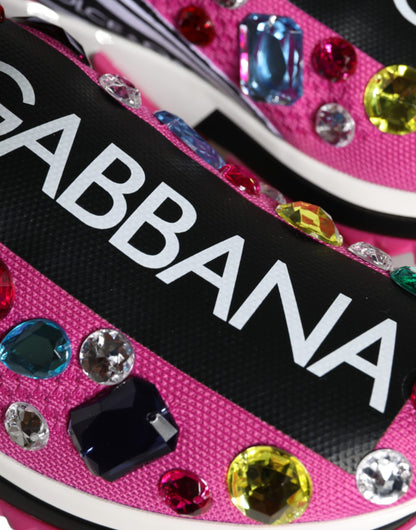 Dolce &amp; Gabbana Scarpe da ginnastica basse con cristalli rosa Sorrento