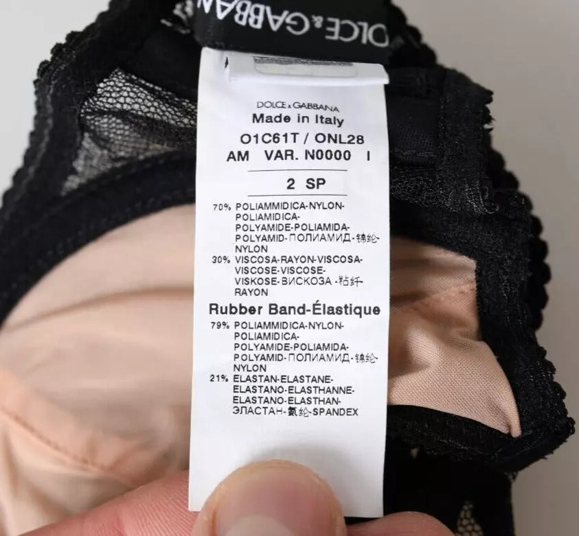 Dolce &amp; Gabbana Reggiseno a balconcino in nylon con pizzo floreale nero