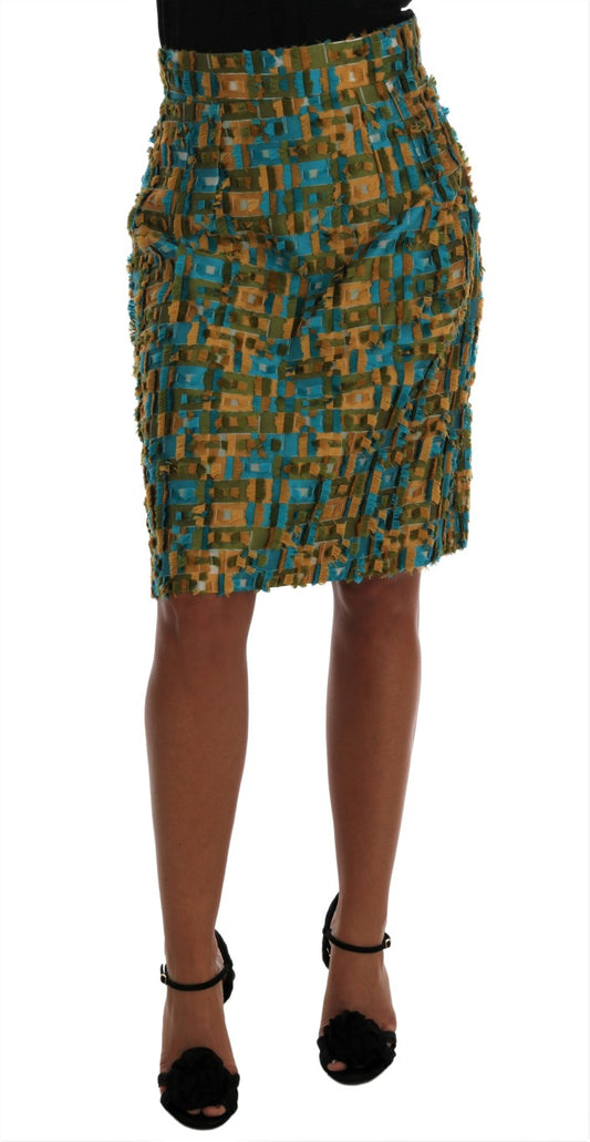 Gonna dritta a tubino in jacquard multicolore Dolce &amp; Gabbana