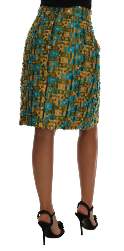 Gonna dritta a tubino in jacquard multicolore Dolce &amp; Gabbana